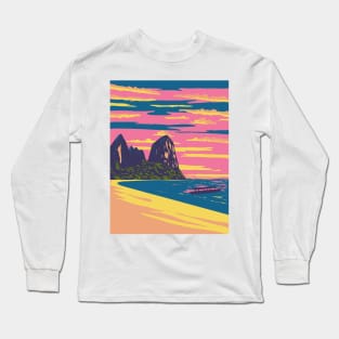 Railay or Rai Leh Beach Between Krabi and Ao Nang in Thailand WPA Art Deco Poster Long Sleeve T-Shirt